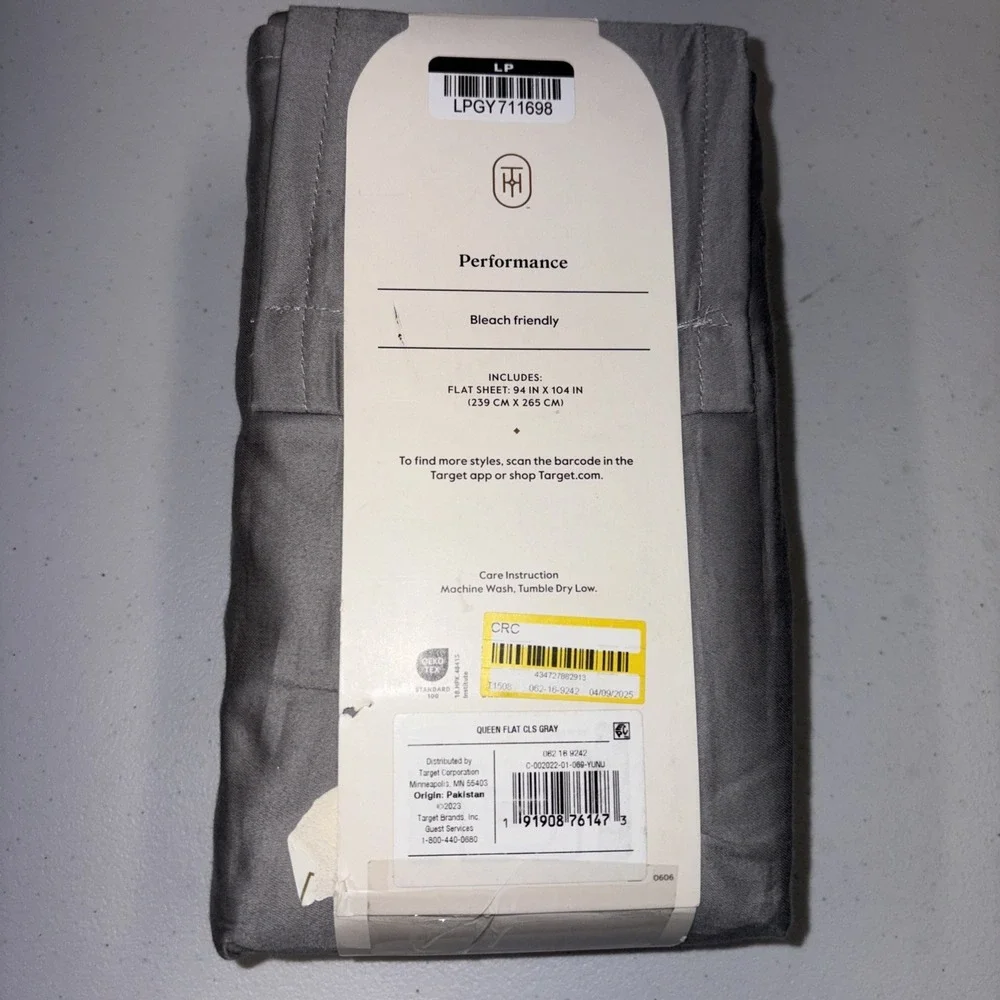 Queen 400 Thread Count Performance Flat Sheet Classic Gray - Threshold: Cotton
